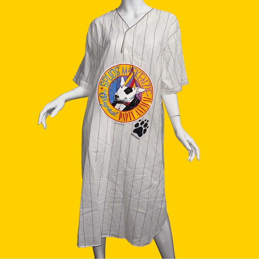 RARE Vintage 80s Spuds Mackenzie Bud Light Party‎ Animal White Nightgown Pajama